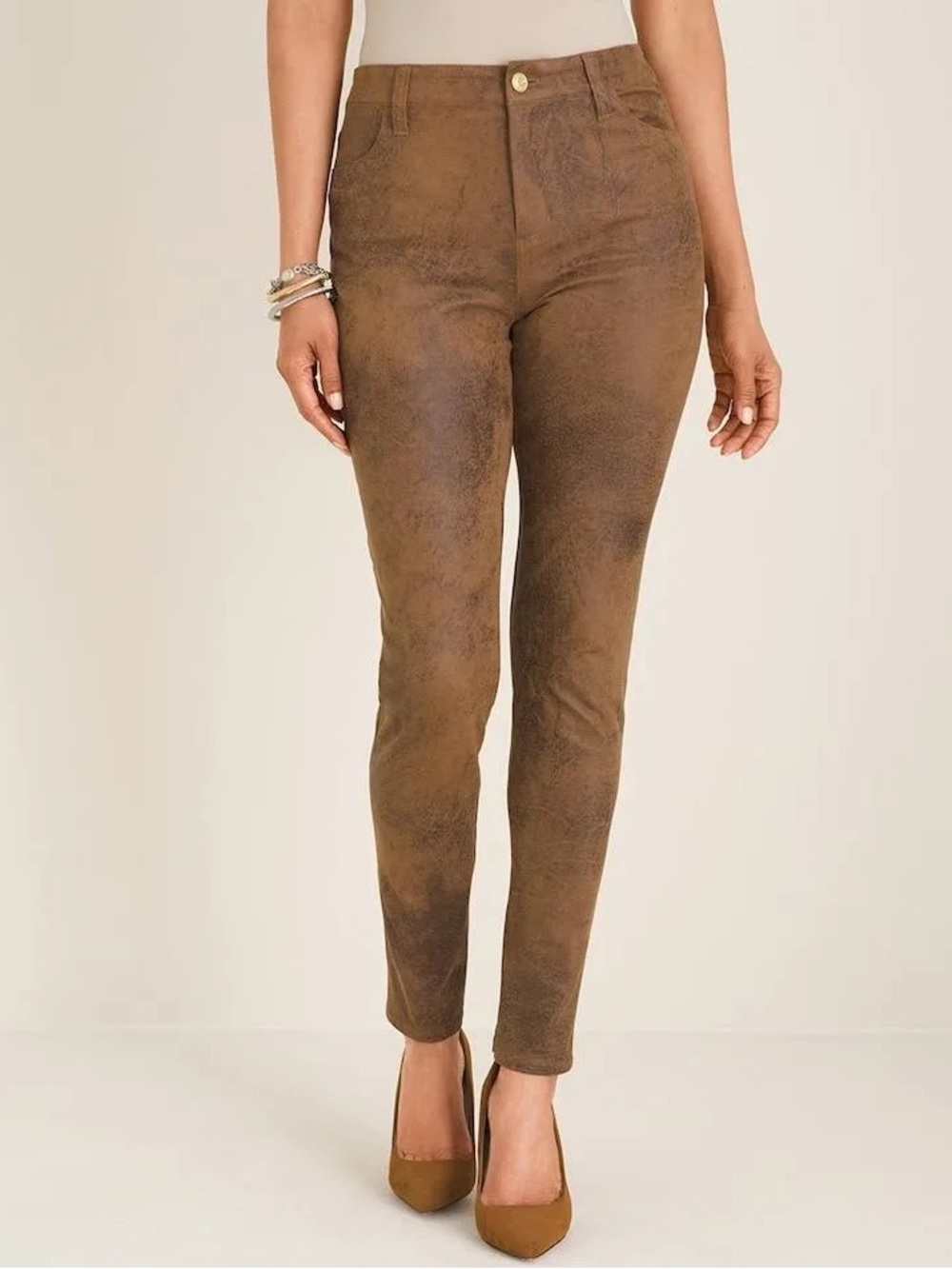 Chico’s Faux Suede Pants in Worn Luggage